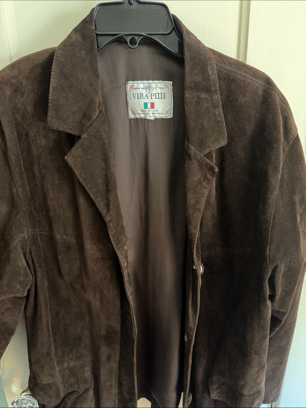 Vintage Vera Pelle Chocolate Brown Suede Blazer made in Italy